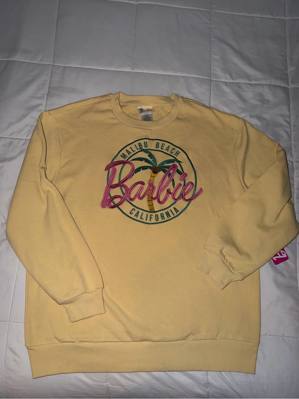 Barbie Malibu Beach Yellow Crewneck Sweatshirt